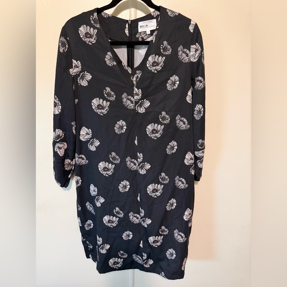 Veronica Maine Black Floral Tunic Dress size 12